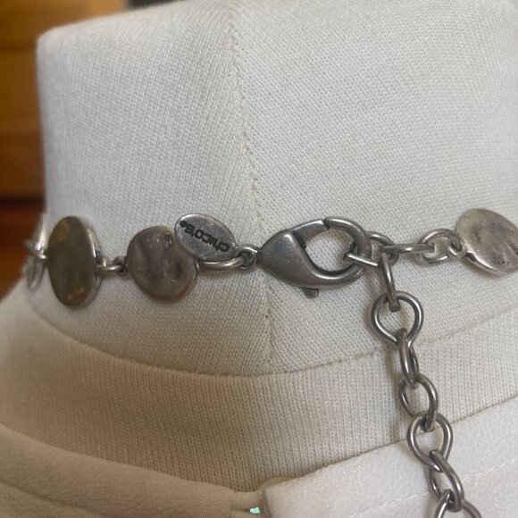 Chicos Silver Tone Hammered Discs Earrings Necklace Set Textured Boho Neutral - Picture 3 of 11